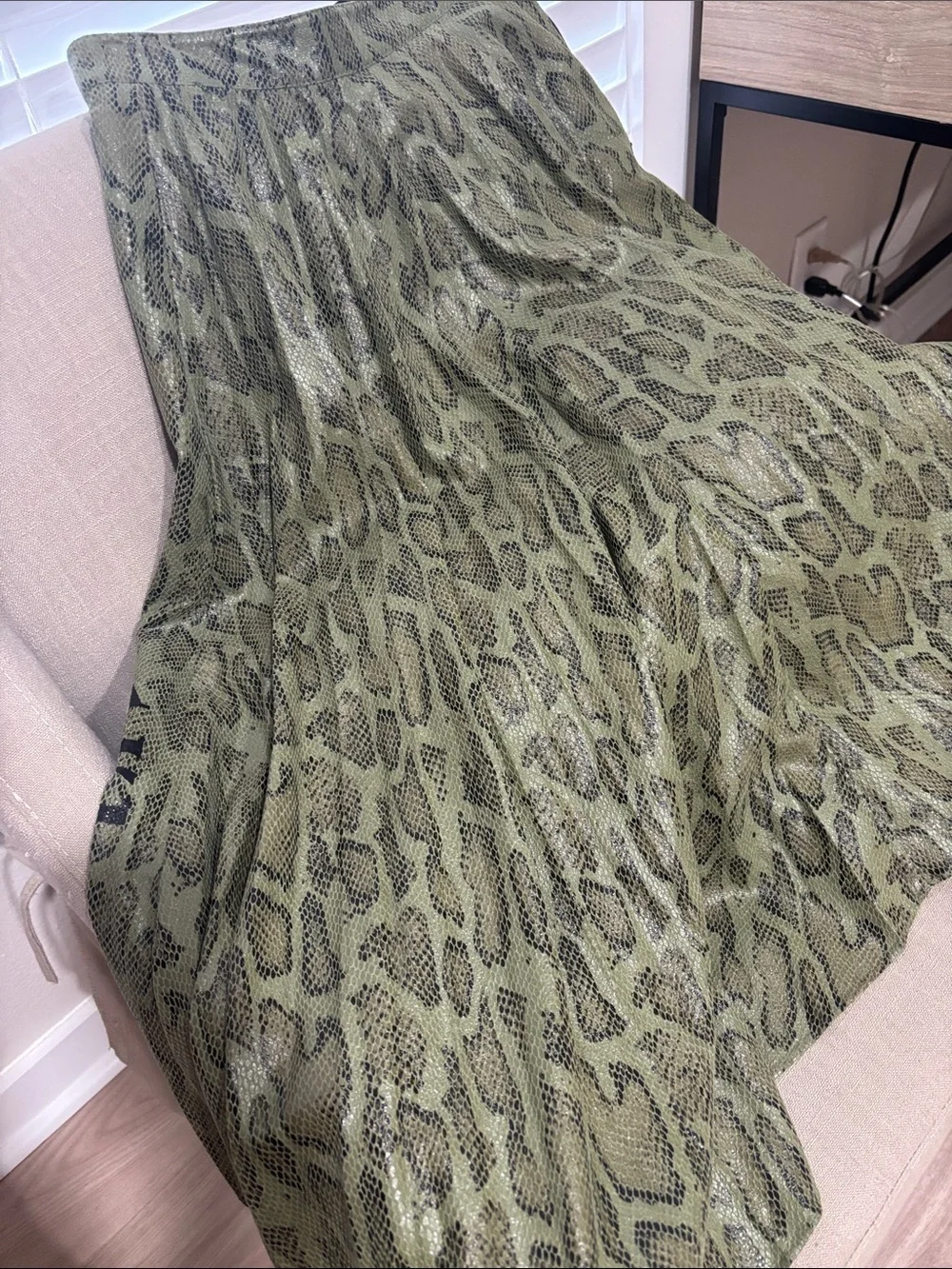 Olive Green Reptile Habitat Liner with Scale Pattern
